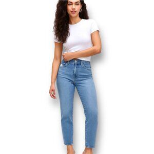 Good American 10/30 Indigo Good Straight Leg Jeans Stretch Denim Split Pockets